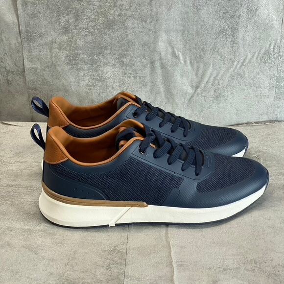 NEW YORK & COMPANY Men's Navy Fabric Dixon Round-Toe Lace-Up Sneakers SZ 11 - Picture 1 of 11